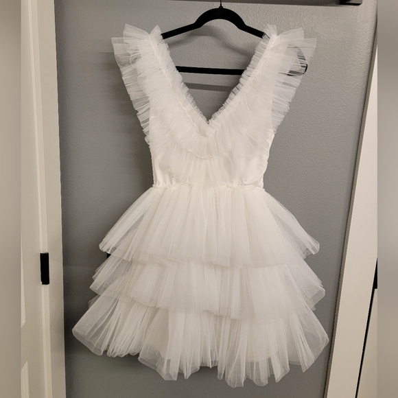 SELFIE LESLIE Froufrou Layered White Tulle Mini Dress - Picture 4 of 13
